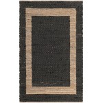 Rug Unique Loom Chindi Jute Black Rectangular 5' 0 x 8' 0