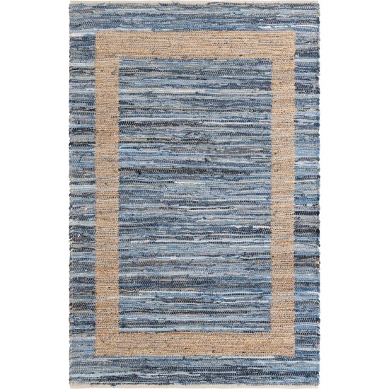 Rug Unique Loom Chindi Jute Navy Blue Rectangular 5' 0 x 8' 0