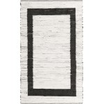 Rug Unique Loom Chindi Jute White/Black Rectangular 5' 0 x 8' 0