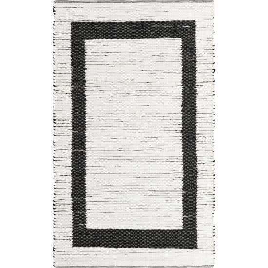 Rug Unique Loom Chindi Jute White/Black Rectangular 5' 0 x 8' 0