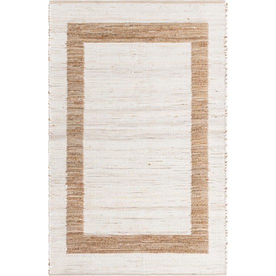 Rug Unique Loom Chindi Jute White/Natural Rectangular 5' 0 x 8' 0