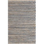 Rug Unique Loom Chindi Jute Blue Rectangular 5' 0 x 8' 0