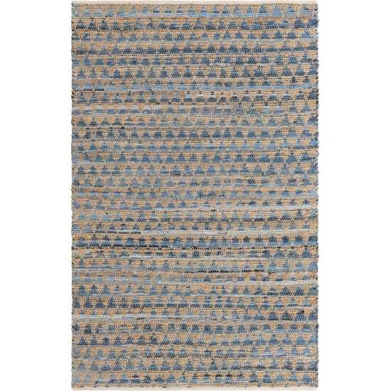 Rug Unique Loom Chindi Jute Blue Rectangular 5' 0 x 8' 0