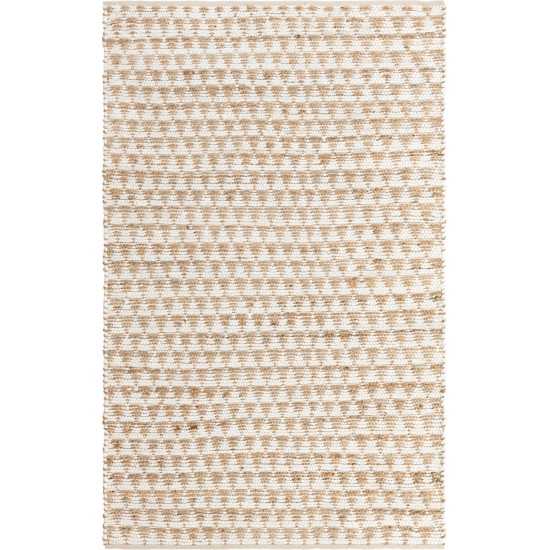 Rug Unique Loom Chindi Jute White/Natural Rectangular 5' 0 x 8' 0