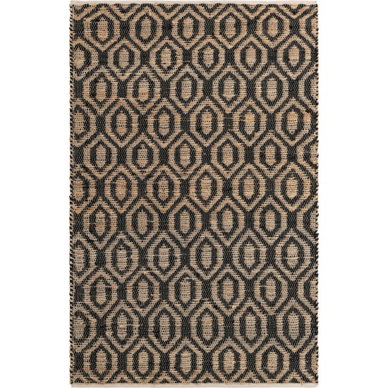 Rug Unique Loom Chindi Jute Black Rectangular 5' 0 x 8' 0