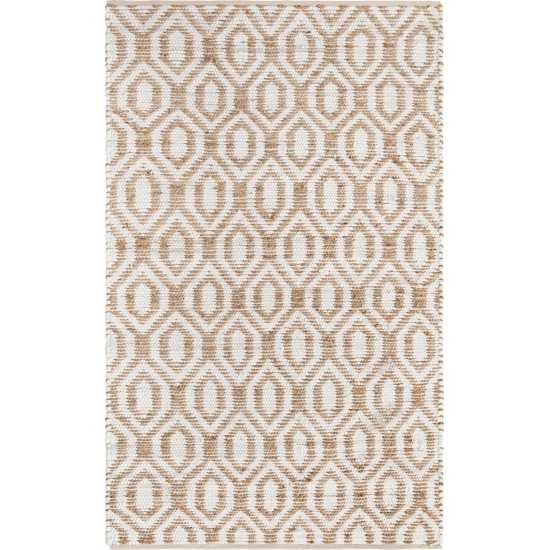 Rug Unique Loom Chindi Jute White/Natural Rectangular 5' 0 x 8' 0