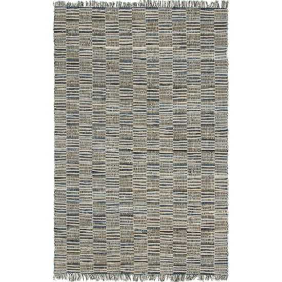 Rug Unique Loom Chindi Jute Blue Rectangular 6' 0 x 9' 0