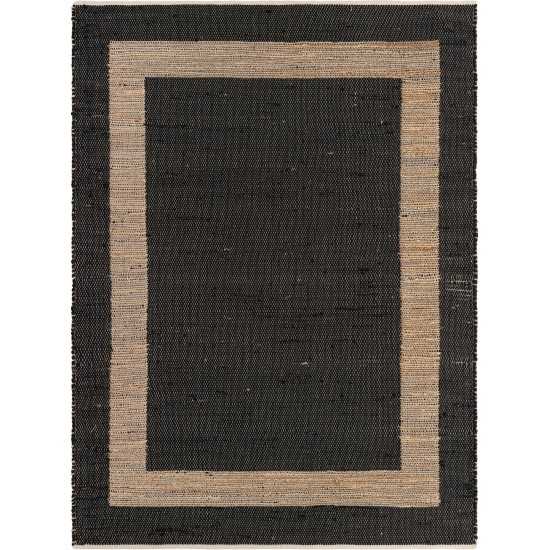 Rug Unique Loom Chindi Jute Black Rectangular 7' 0 x 10' 0