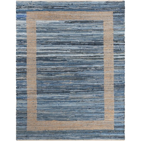 Rug Unique Loom Chindi Jute Navy Blue Rectangular 7' 0 x 10' 0