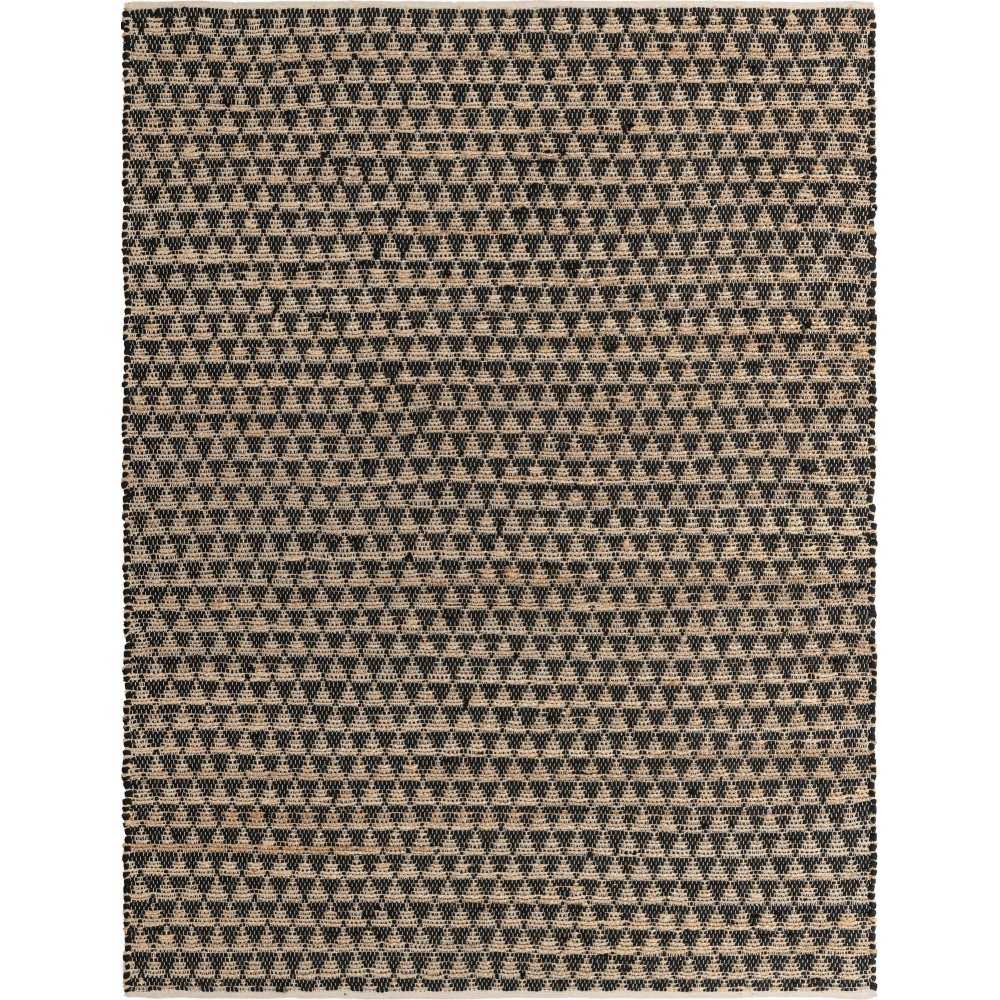 Rug Unique Loom Chindi Jute Black Rectangular 7' 0 x 10' 0