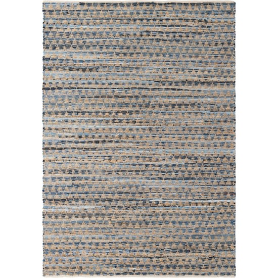 Rug Unique Loom Chindi Jute Blue Rectangular 7' 0 x 10' 0