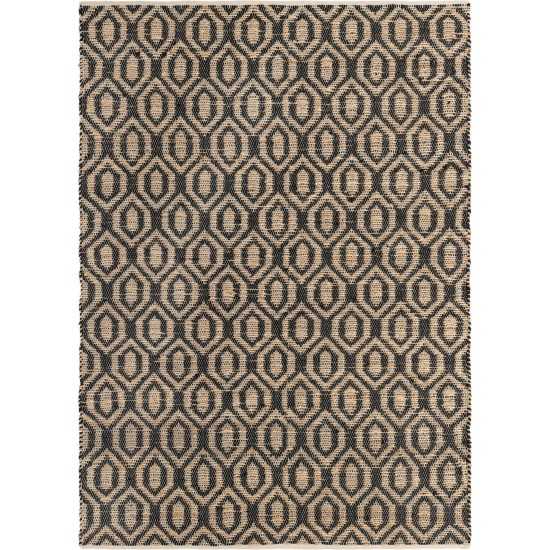 Rug Unique Loom Chindi Jute Black Rectangular 7' 0 x 10' 0