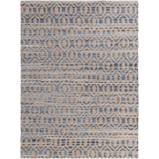 Rug Unique Loom Chindi Jute Blue Rectangular 7' 0 x 10' 0