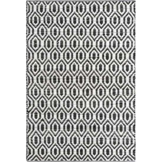 Rug Unique Loom Chindi Jute White/Black Rectangular 7' 0 x 10' 0