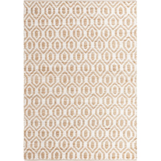 Rug Unique Loom Chindi Jute White/Natural Rectangular 7' 0 x 10' 0