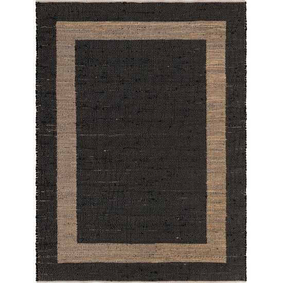 Rug Unique Loom Chindi Jute Black Rectangular 8' 0 x 11' 0