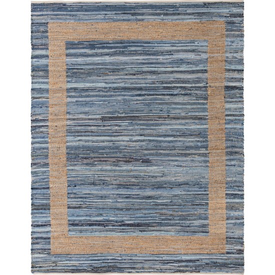 Rug Unique Loom Chindi Jute Navy Blue Rectangular 8' 0 x 11' 0