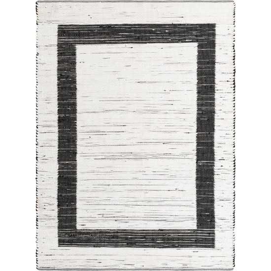 Rug Unique Loom Chindi Jute White/Black Rectangular 8' 0 x 11' 0