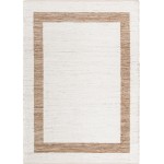 Rug Unique Loom Chindi Jute White/Natural Rectangular 8' 0 x 11' 0