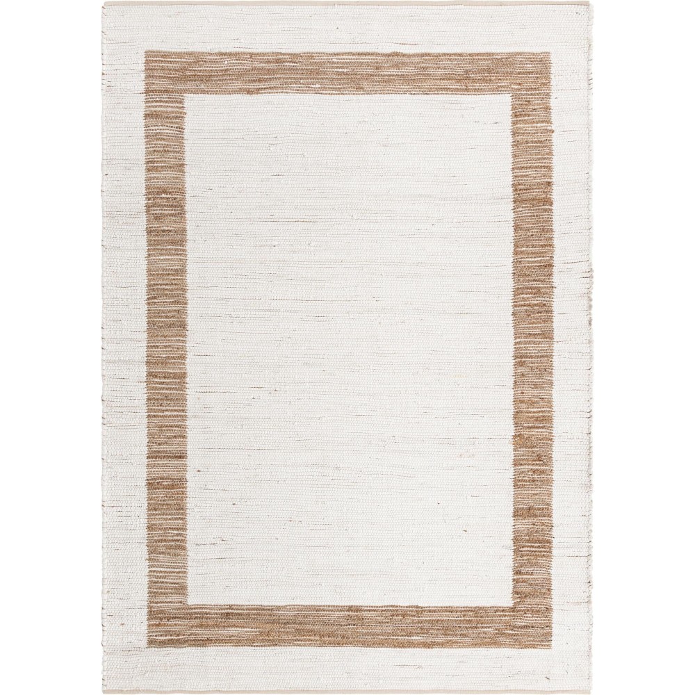 Rug Unique Loom Chindi Jute White/Natural Rectangular 8' 0 x 11' 0