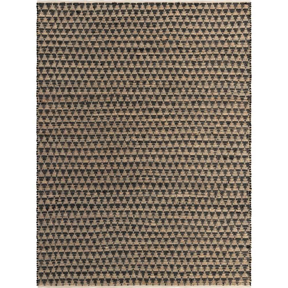 Rug Unique Loom Chindi Jute Black Rectangular 8' 0 x 11' 0
