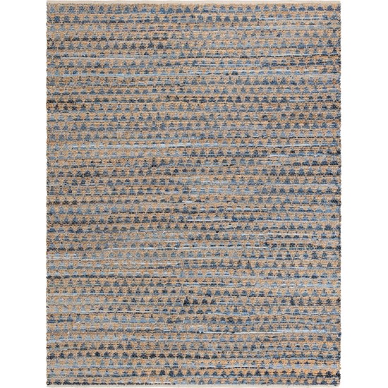 Rug Unique Loom Chindi Jute Blue Rectangular 8' 0 x 11' 0