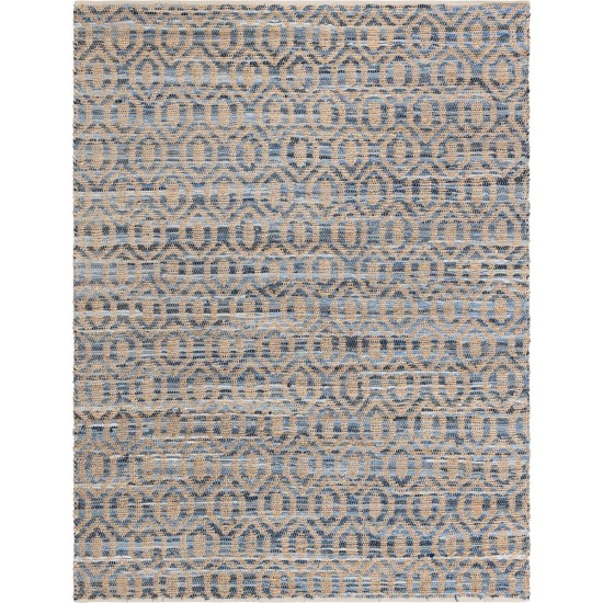 Rug Unique Loom Chindi Jute Blue Rectangular 8' 0 x 11' 0