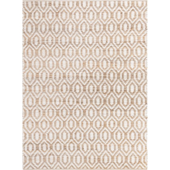 Rug Unique Loom Chindi Jute White/Natural Rectangular 8' 0 x 11' 0