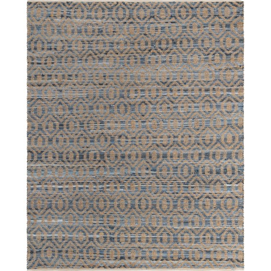 Rug Unique Loom Chindi Jute Blue Rectangular 9' 0 x 12' 0