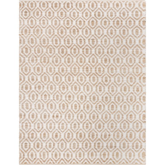 Rug Unique Loom Chindi Jute White/Natural Rectangular 9' 0 x 12' 0