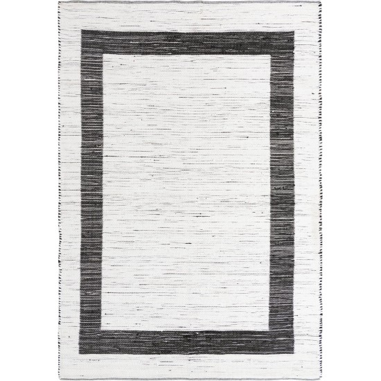 Rug Unique Loom Chindi Jute White/Black Rectangular 9' 0 x 12' 0