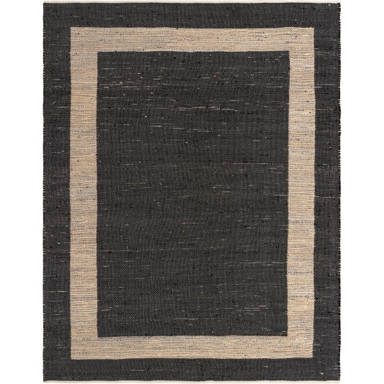 Rug Unique Loom Chindi Jute Black Rectangular 10' 0 x 14' 0