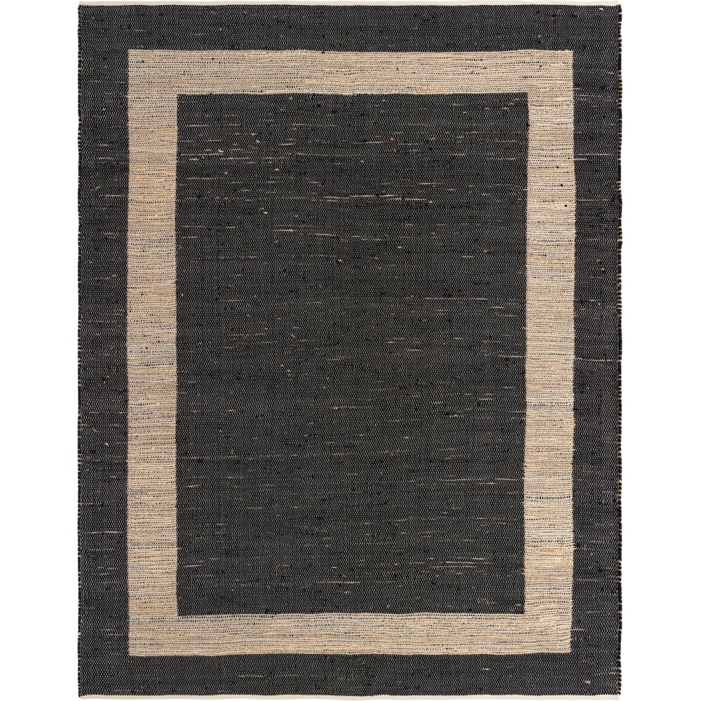 Rug Unique Loom Chindi Jute Black Rectangular 10' 0 x 14' 0