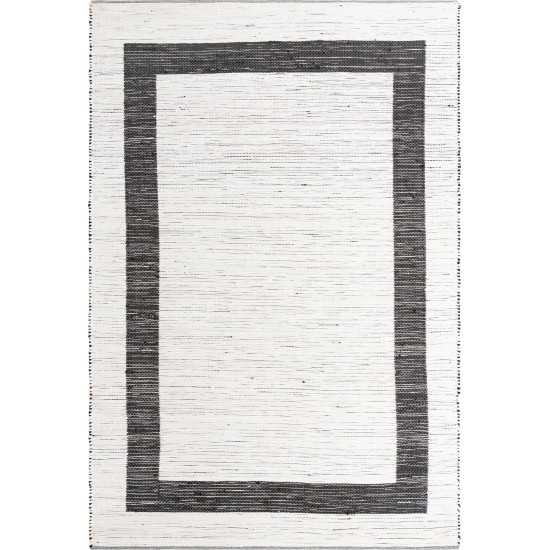 Rug Unique Loom Chindi Jute White/Black Rectangular 10' 0 x 14' 0