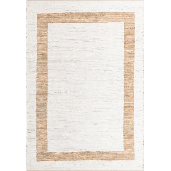 Rug Unique Loom Chindi Jute White/Natural Rectangular 10' 0 x 14' 0