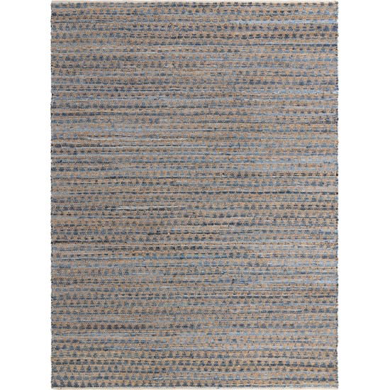 Rug Unique Loom Chindi Jute Blue Rectangular 10' 0 x 14' 0