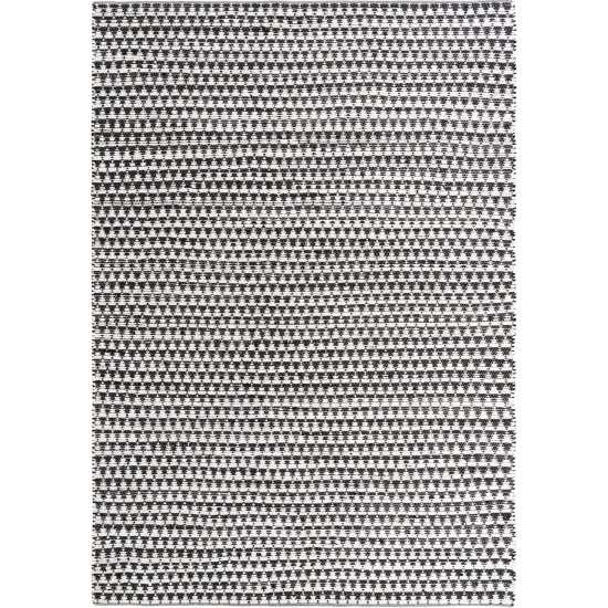 Rug Unique Loom Chindi Jute White/Black Rectangular 10' 0 x 14' 0