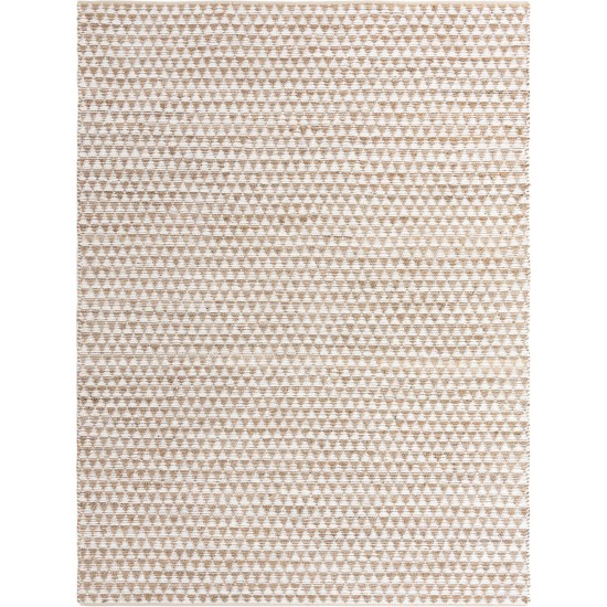 Rug Unique Loom Chindi Jute White/Natural Rectangular 10' 0 x 14' 0