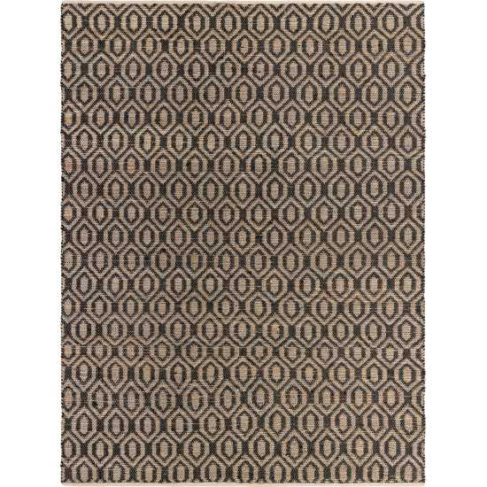 Rug Unique Loom Chindi Jute Black Rectangular 10' 0 x 14' 0