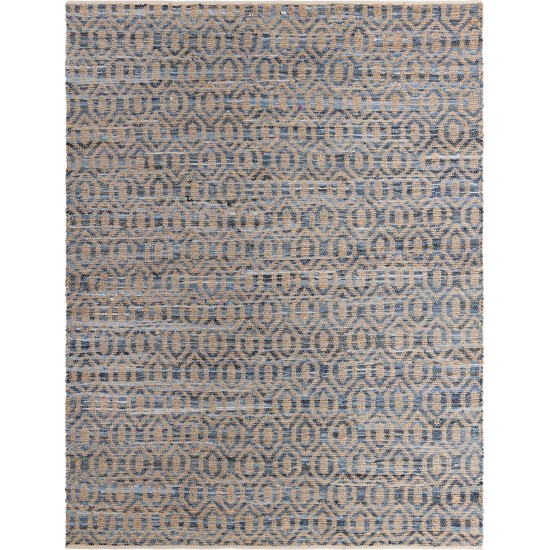 Rug Unique Loom Chindi Jute Blue Rectangular 10' 0 x 14' 0