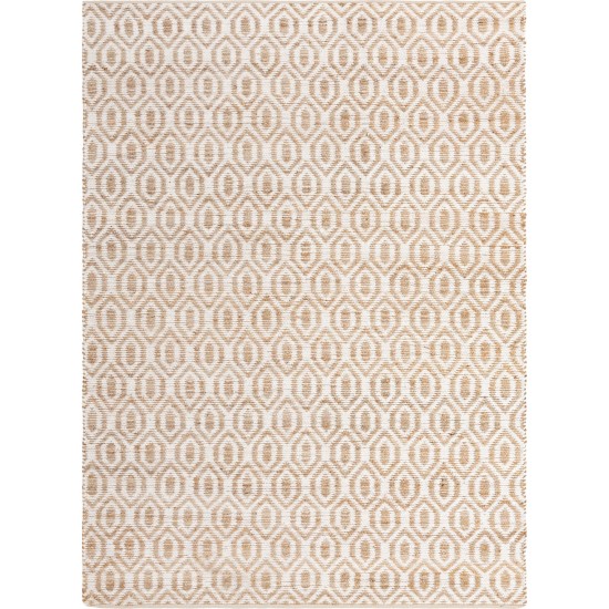 Rug Unique Loom Chindi Jute White/Natural Rectangular 10' 0 x 14' 0