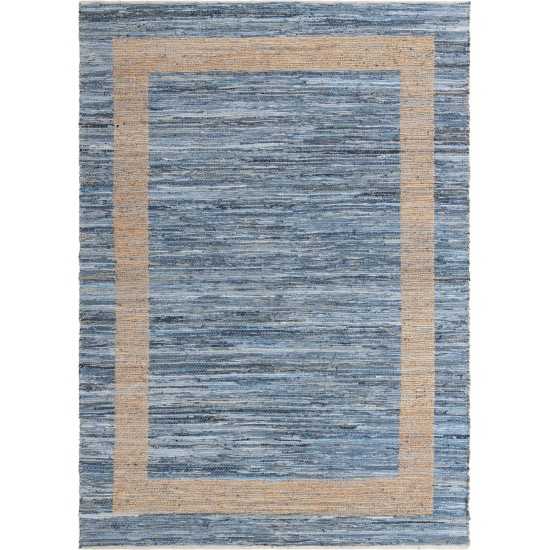 Rug Unique Loom Chindi Jute Navy Blue Rectangular 10' 0 x 14' 0