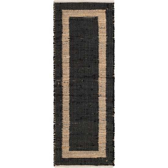 Rug Unique Loom Chindi Jute Black Runner 2' 2 x 6' 0