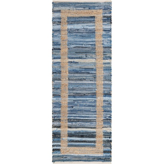 Rug Unique Loom Chindi Jute Navy Blue Runner 2' 2 x 6' 0