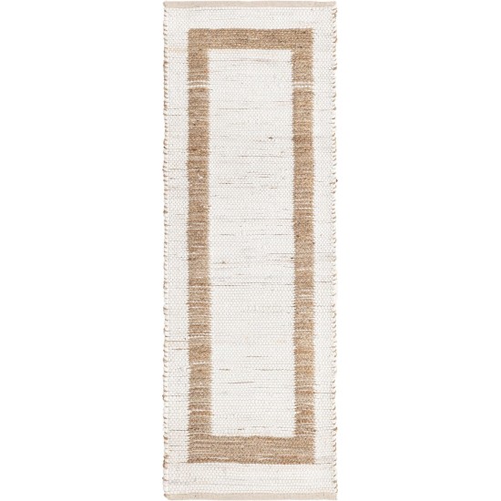 Rug Unique Loom Chindi Jute White/Natural Runner 2' 2 x 6' 0