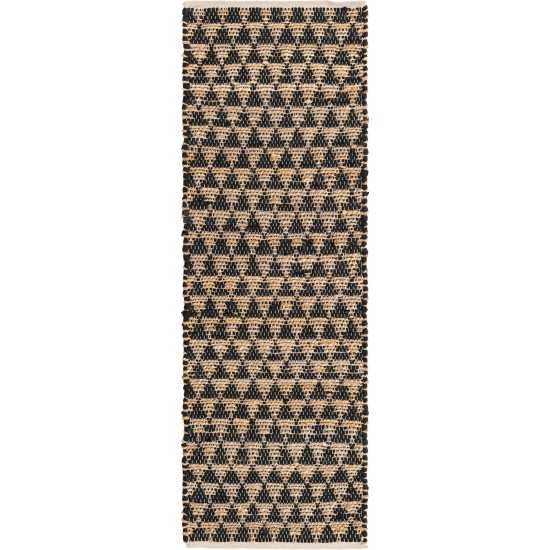 Rug Unique Loom Chindi Jute Black Runner 2' 2 x 6' 0