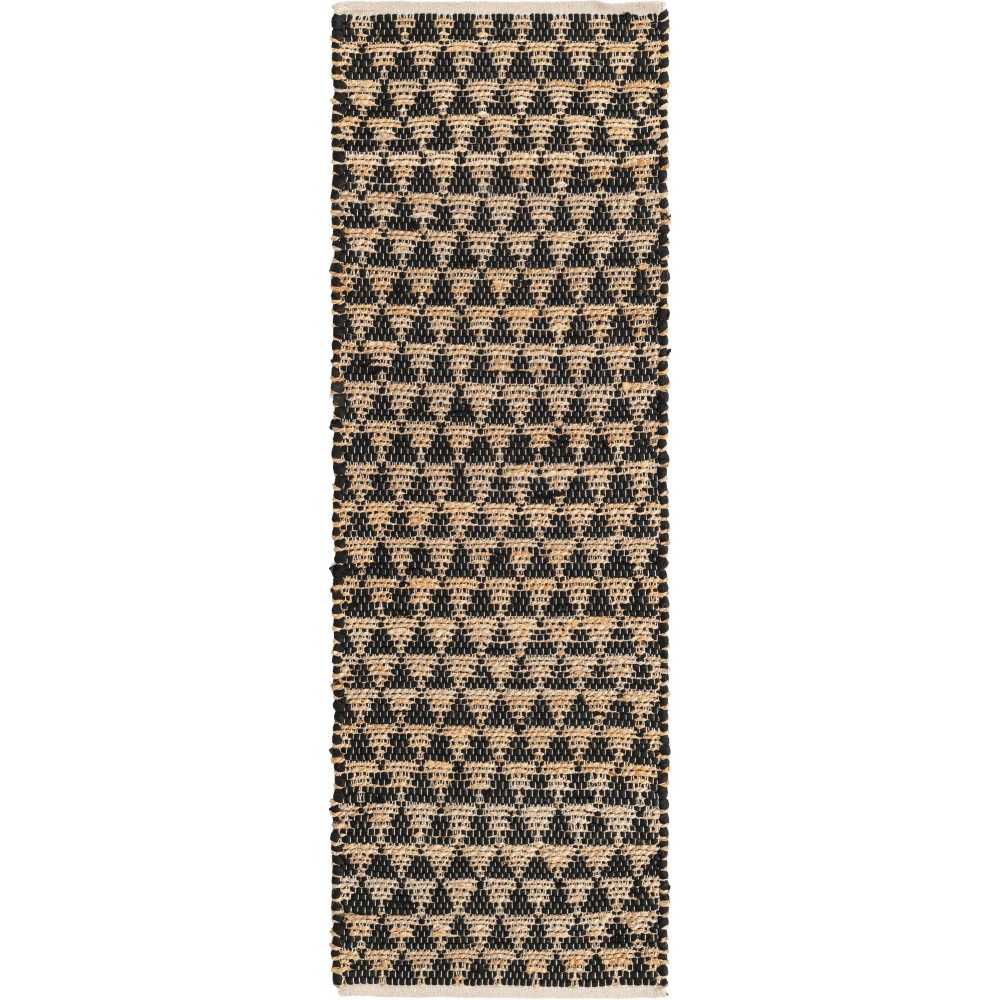 Rug Unique Loom Chindi Jute Black Runner 2' 2 x 6' 0