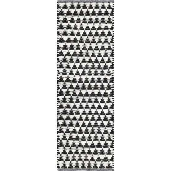 Rug Unique Loom Chindi Jute White/Black Runner 2' 2 x 6' 0