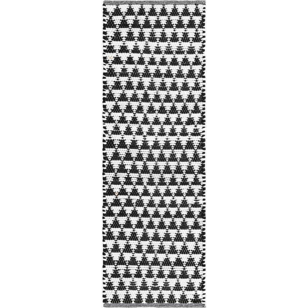 Rug Unique Loom Chindi Jute White/Black Runner 2' 2 x 6' 0