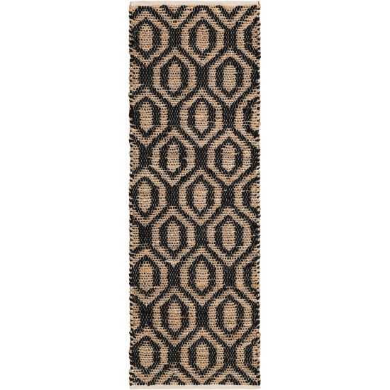 Rug Unique Loom Chindi Jute Black Runner 2' 2 x 6' 0